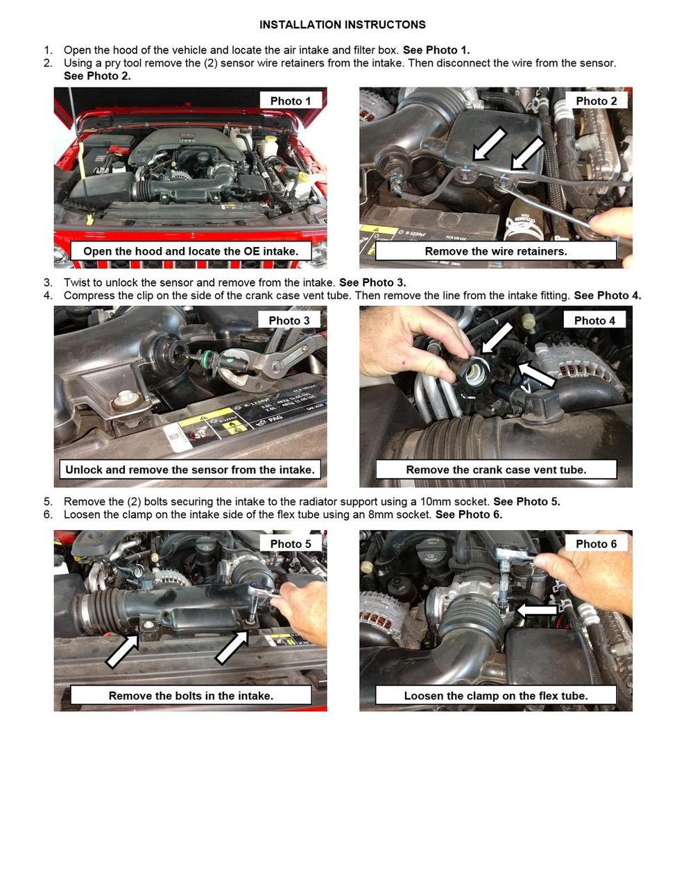 Cold Air Intake for Jeep Wrangler JL (2018-2023) / Jeep Gladiator (2020-2023) 2.0L 3.6L Engines