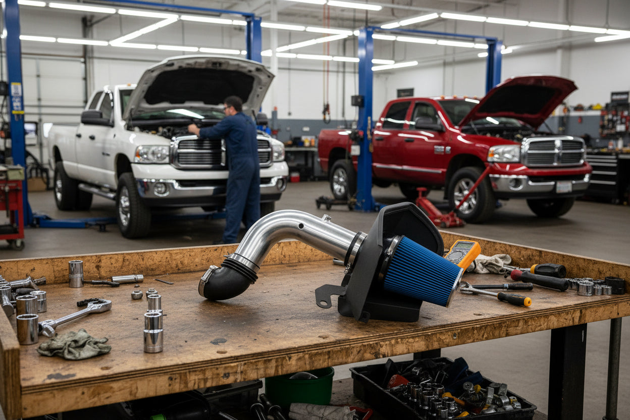 Cold Air Intake W/Heat Shield Dodge Ram (2003-2007) 2500 3500 5.9 L6 Diesel Engine Blue