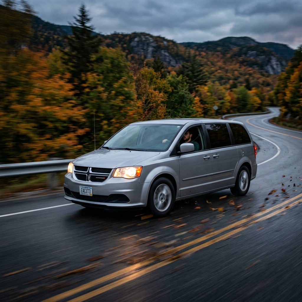 Action Shot: Dodge Caravan Driving Fast