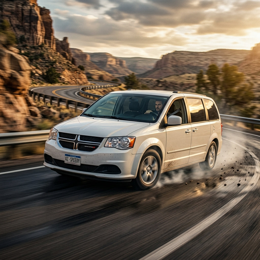 Action Shot: Dodge Caravan Driving Fast