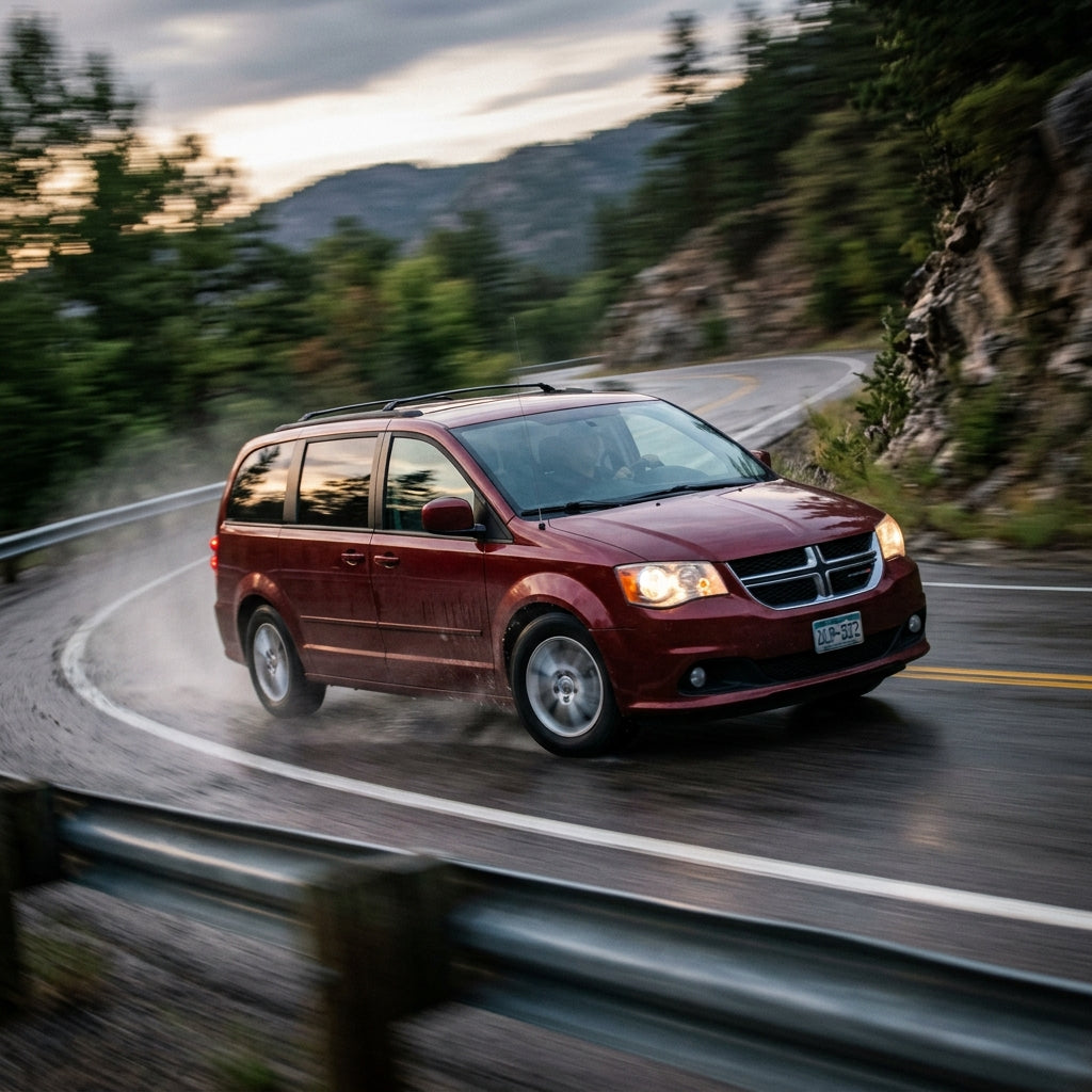 Action Shot: Dodge Caravan Driving Fast