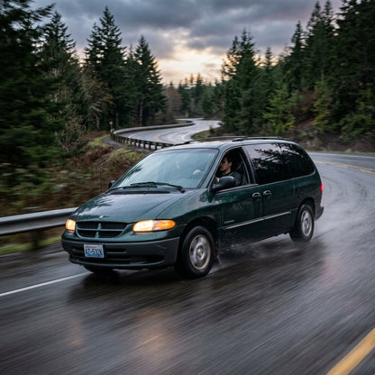 Action Shot: Dodge Caravan Driving Fast