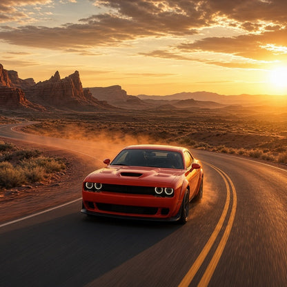 Stage 1 Performance Chip for Dodge - Boost HP & Torque | OBD2 Plug & Play Module - Dodge Challenger SRT Hellcat driving fast