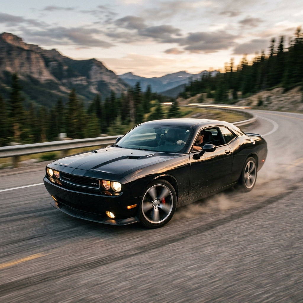 Action Shot: Dodge Challenger Driving Fast
