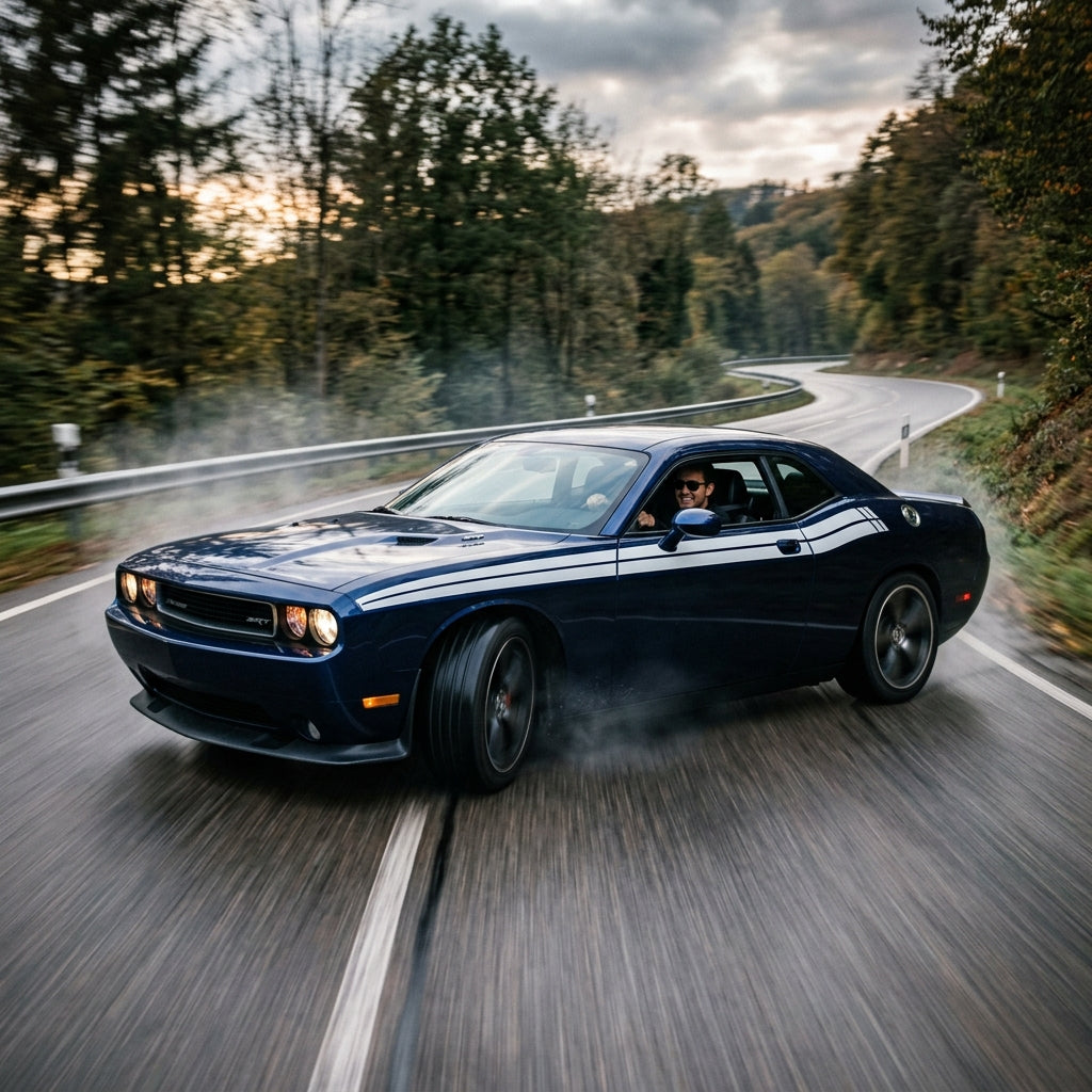 Action Shot: Dodge Challenger Driving Fast