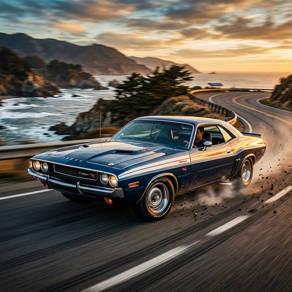 Action Shot: Dodge Challenger Driving Fast