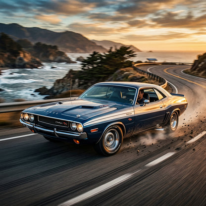 Action Shot: Dodge Challenger Driving Fast