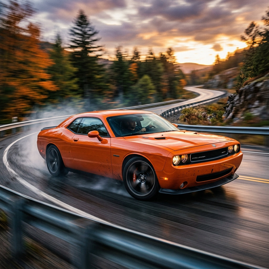 Action Shot: Dodge Challenger Driving Fast