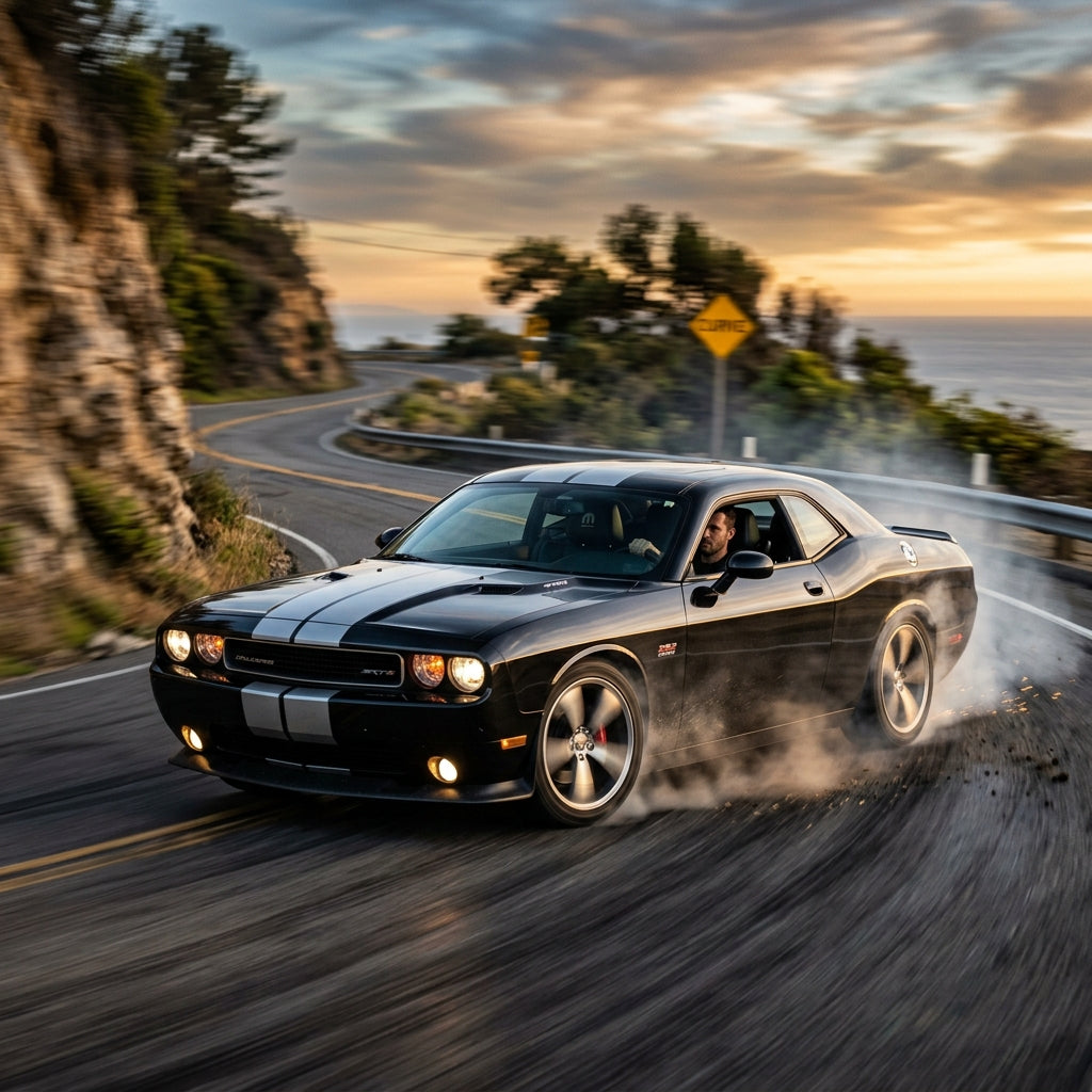 Action Shot: Dodge Challenger Driving Fast