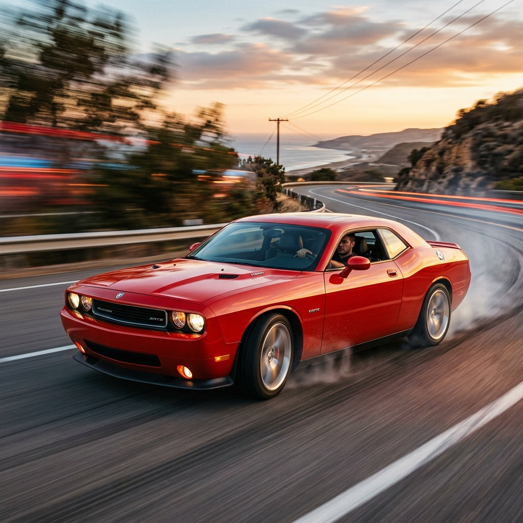 Action Shot: Dodge Challenger Driving Fast