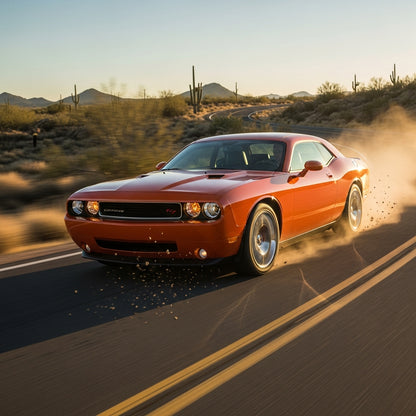 Action Shot: Dodge Challenger Driving Fast