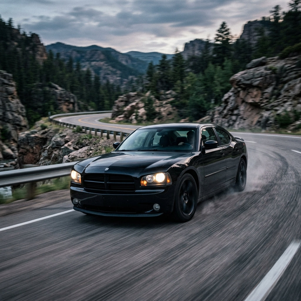 Action Shot: Dodge Charger Driving Fast