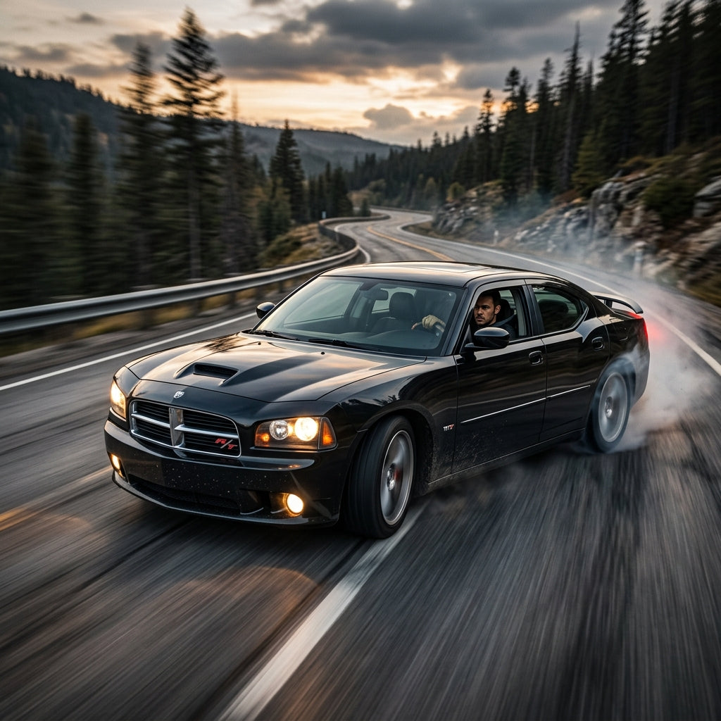 Action Shot: Dodge Charger Driving Fast