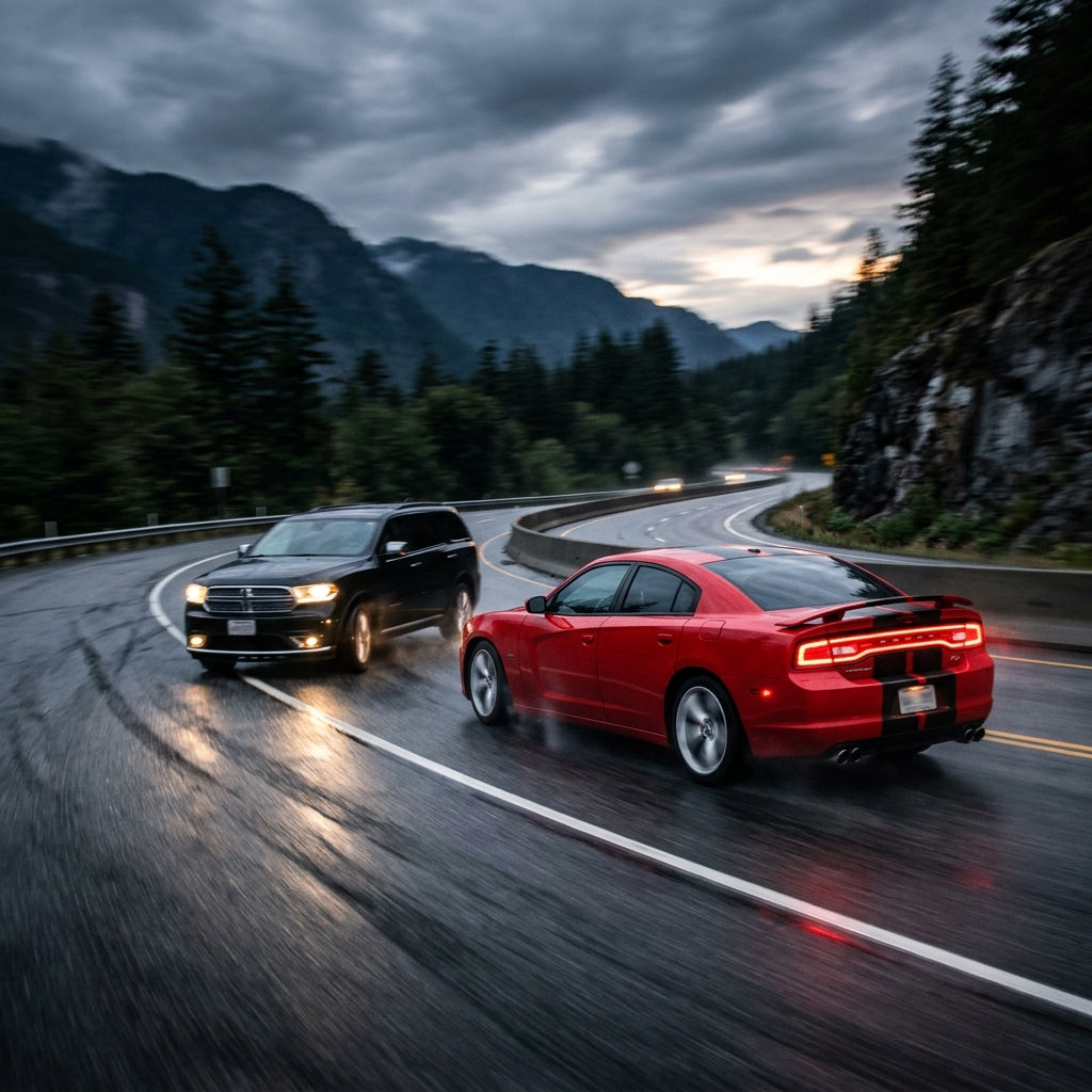 Action Shot: Dodge Charger,Durango Driving Fast