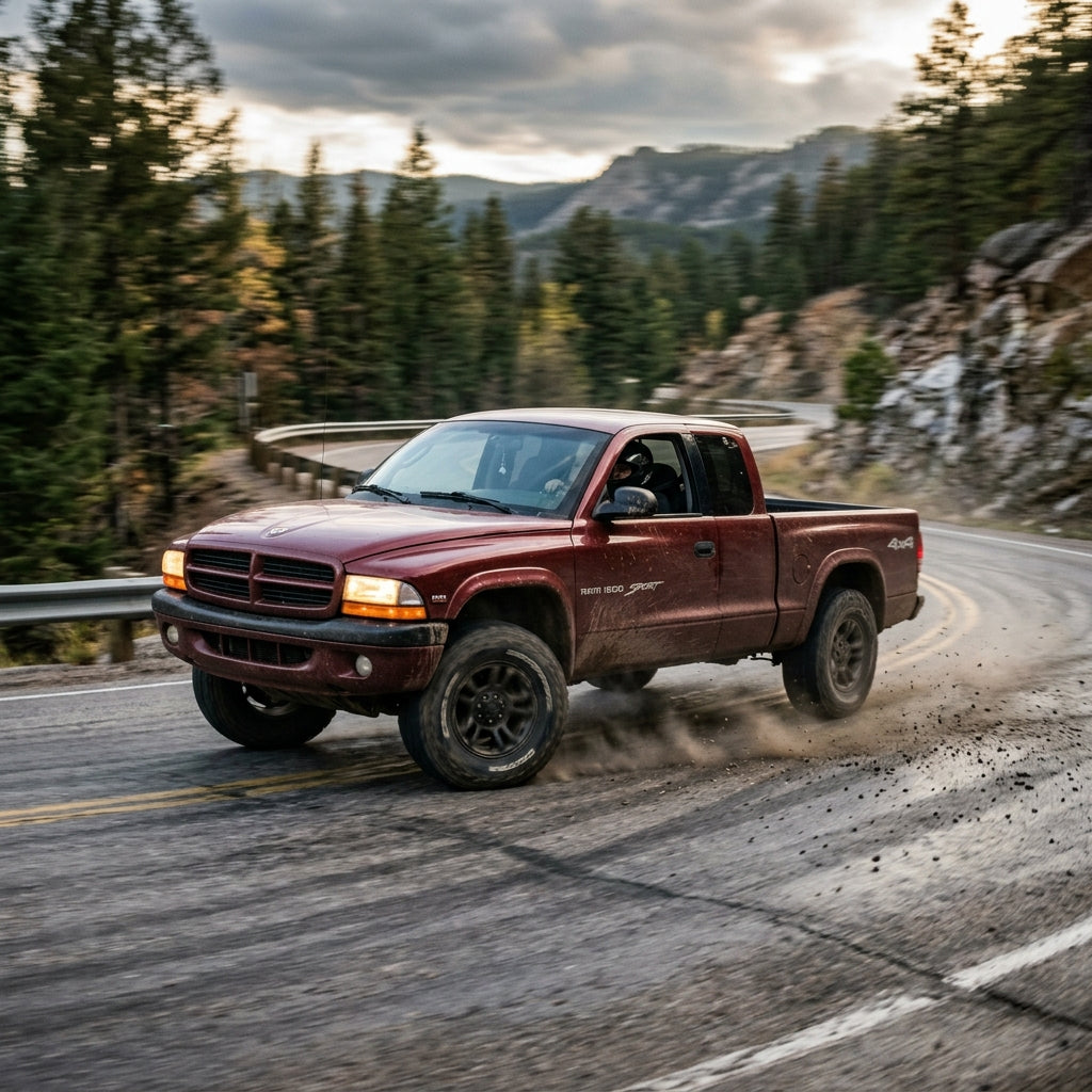 Action Shot: Dodge Dakota Driving Fast