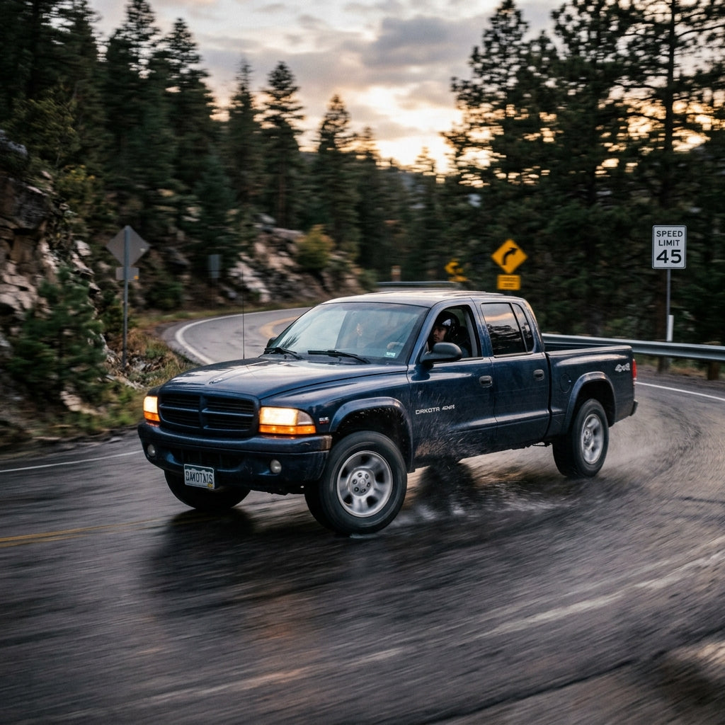 Action Shot: Dodge Dakota Driving Fast