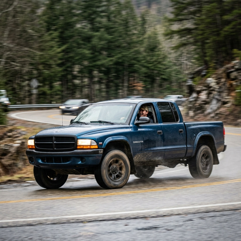 Action Shot: Dodge Dakota Driving Fast
