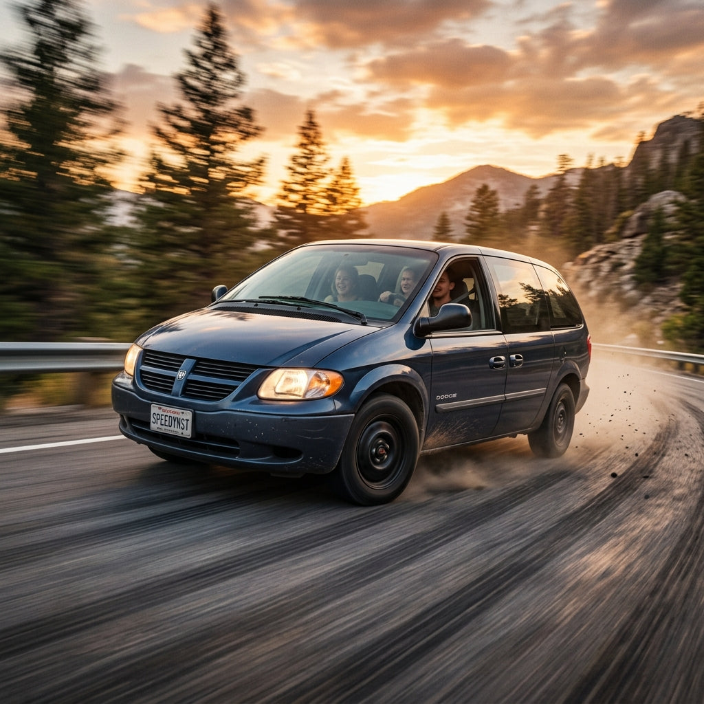 Action Shot: Dodge Grand Caravan Driving Fast