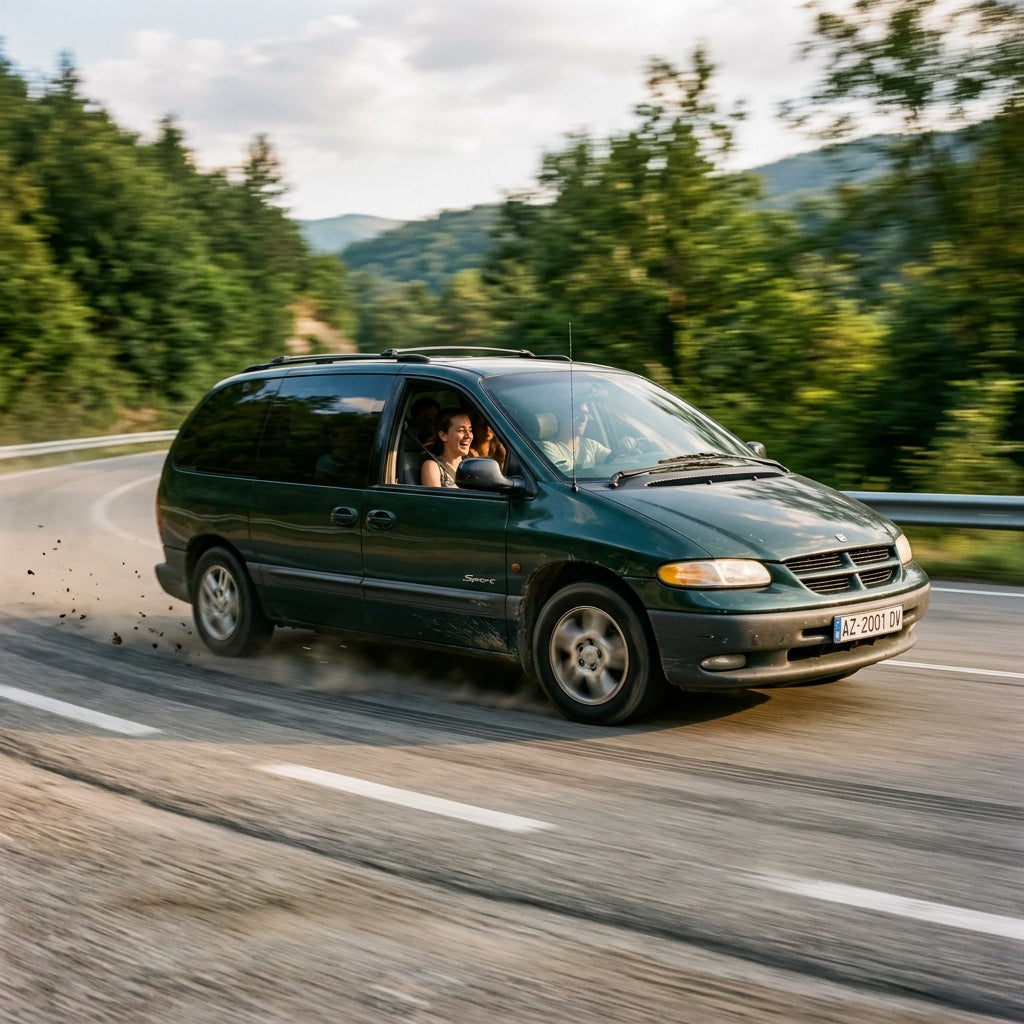 Action Shot: Dodge Grand Caravan Driving Fast