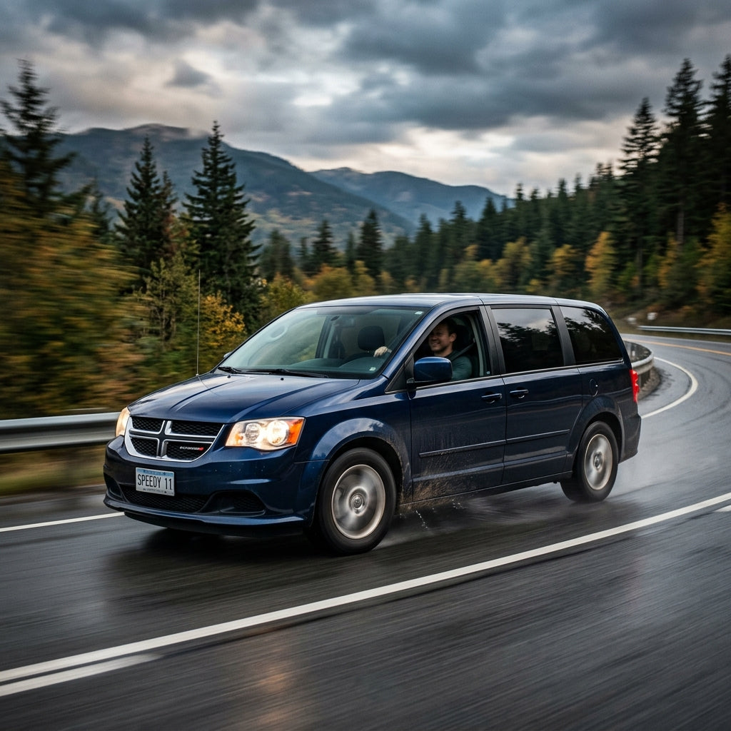Action Shot: Dodge Grand Caravan Driving Fast