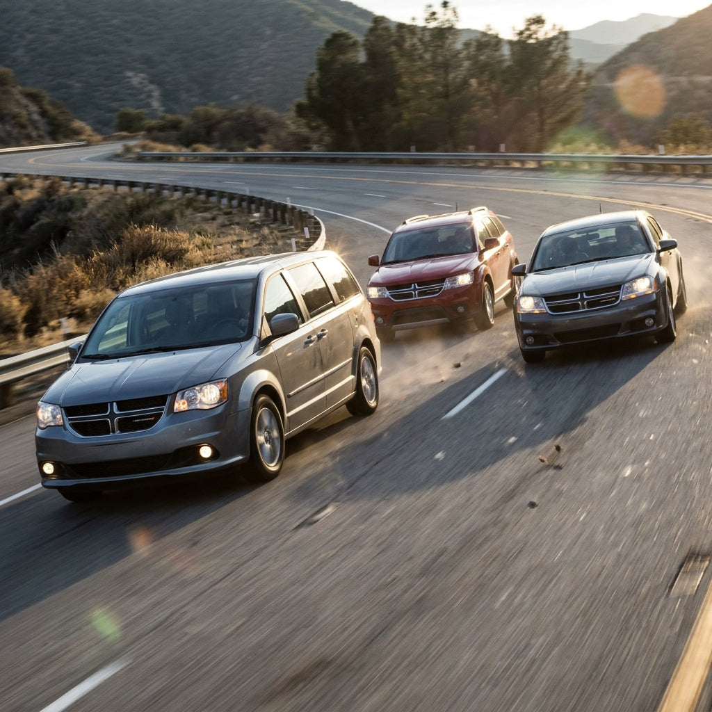 Action Shot: Dodge Grand Caravan,Journey,Avenger Driving Fast