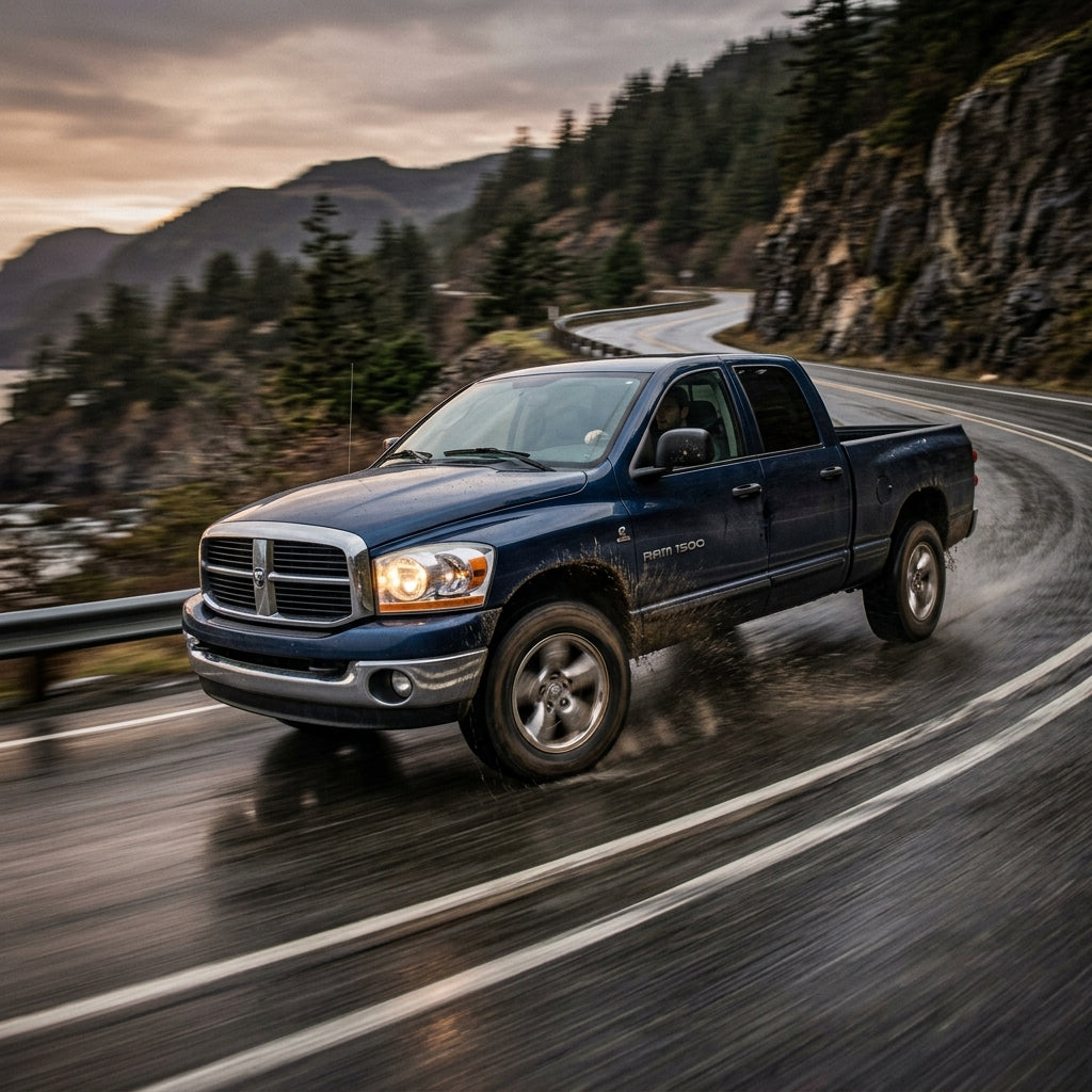 Action Shot: Dodge Ram 1500 Driving Fast