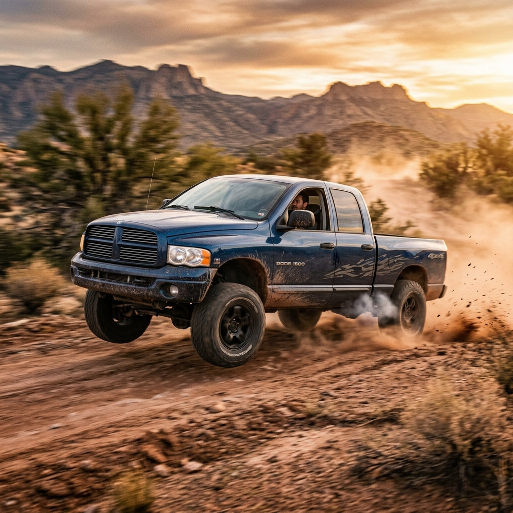 Action Shot: Dodge Ram 1500 Driving Fast