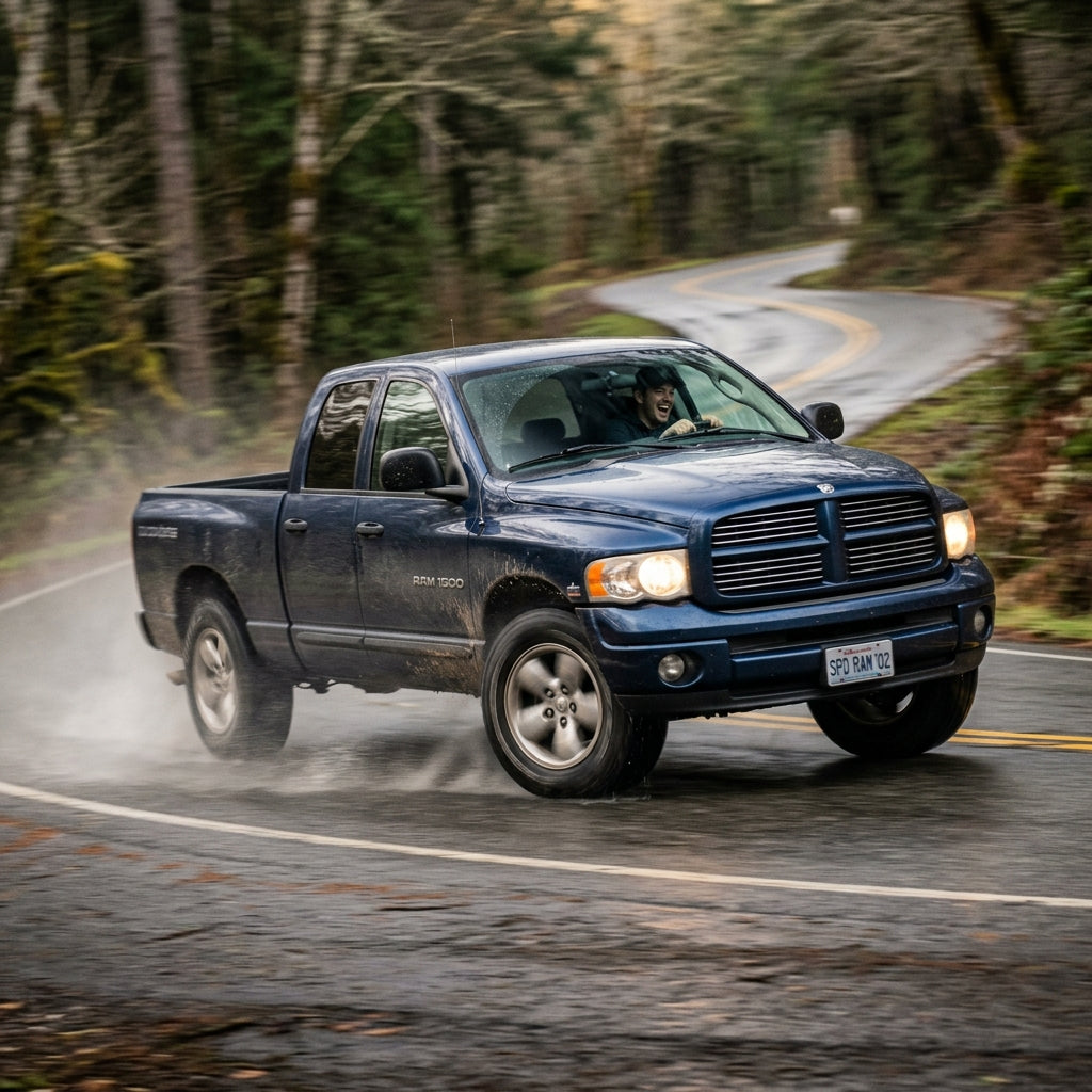 Action Shot: Dodge Ram 1500 Driving Fast