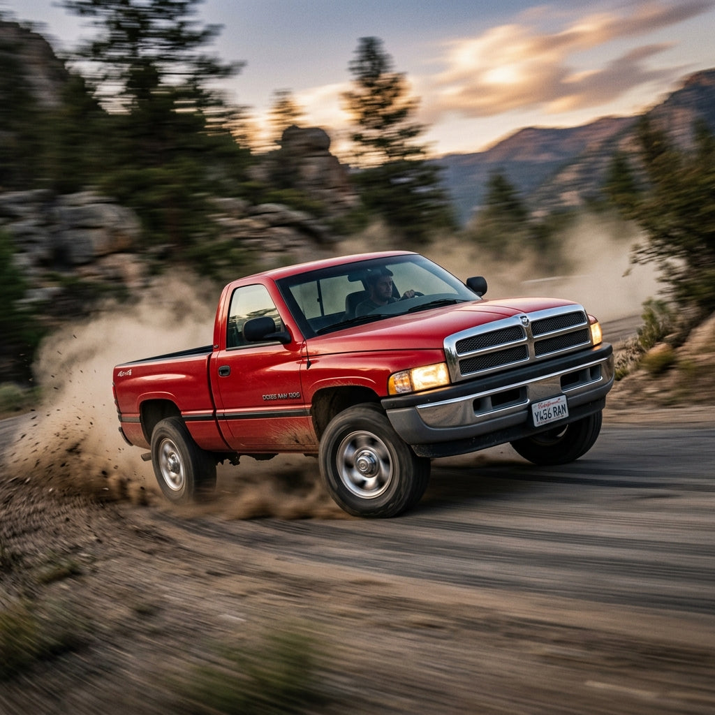 Action Shot: Dodge Ram 1500 Driving Fast