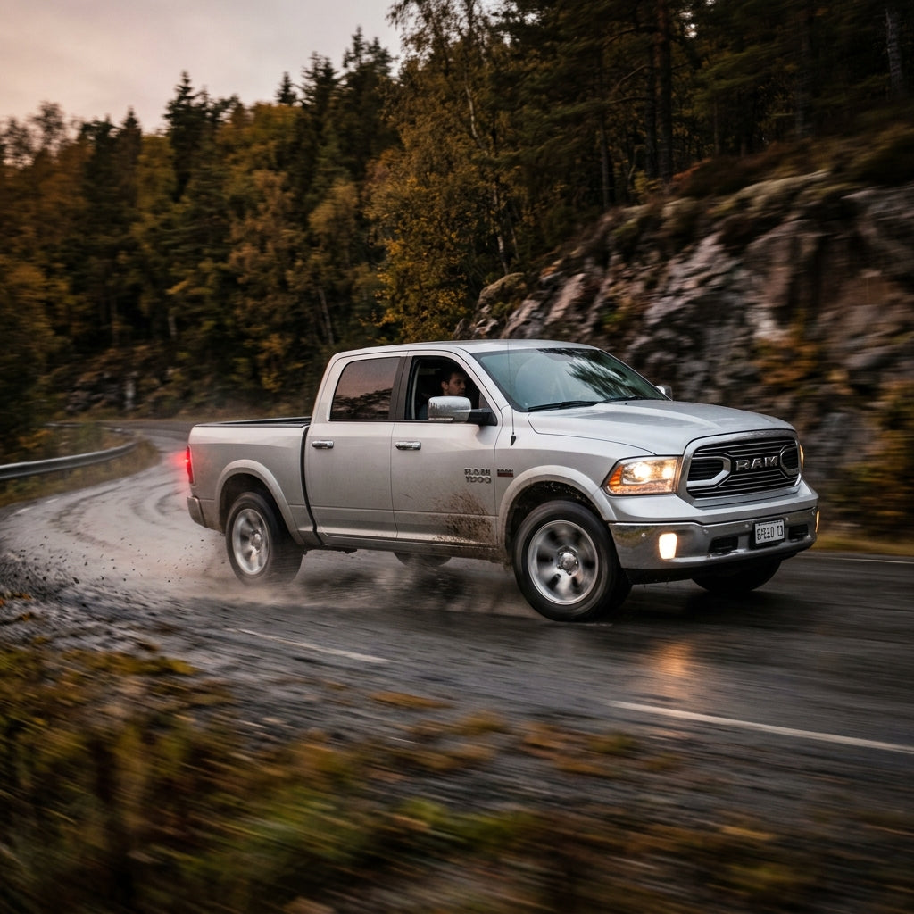 Action Shot: Dodge Ram 1500 Driving Fast