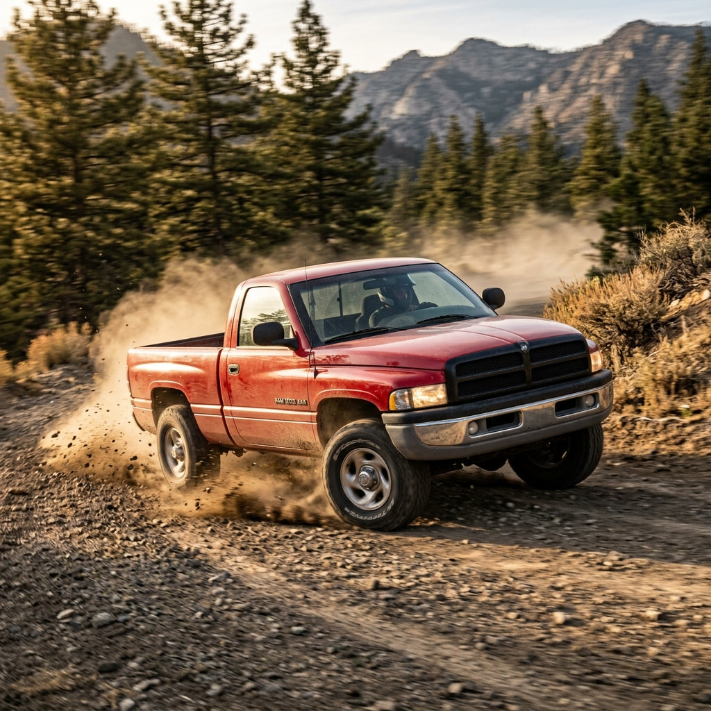 Action Shot: Dodge Ram 1500 Driving Fast