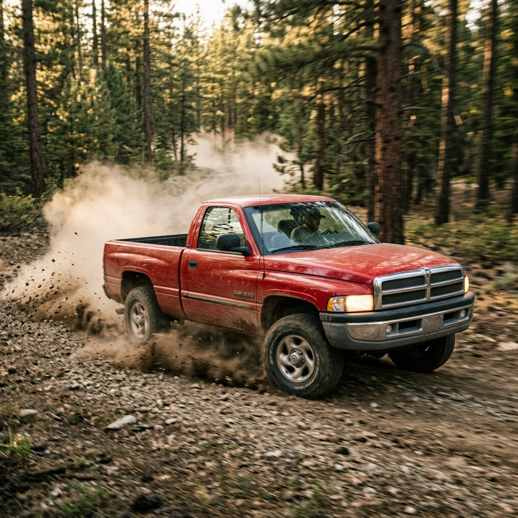 Action Shot: Dodge Ram 1500 Driving Fast