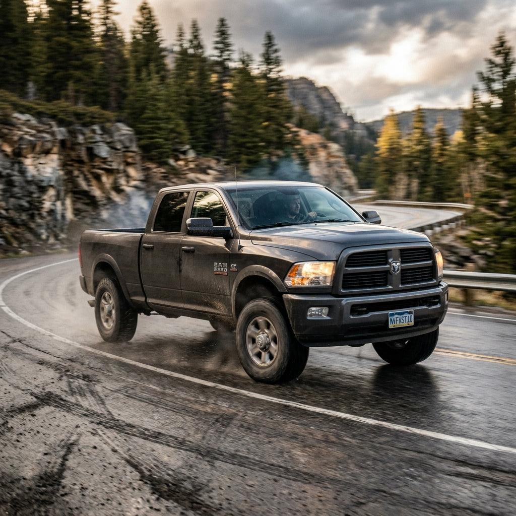 Action Shot: Dodge Ram 2500 Driving Fast