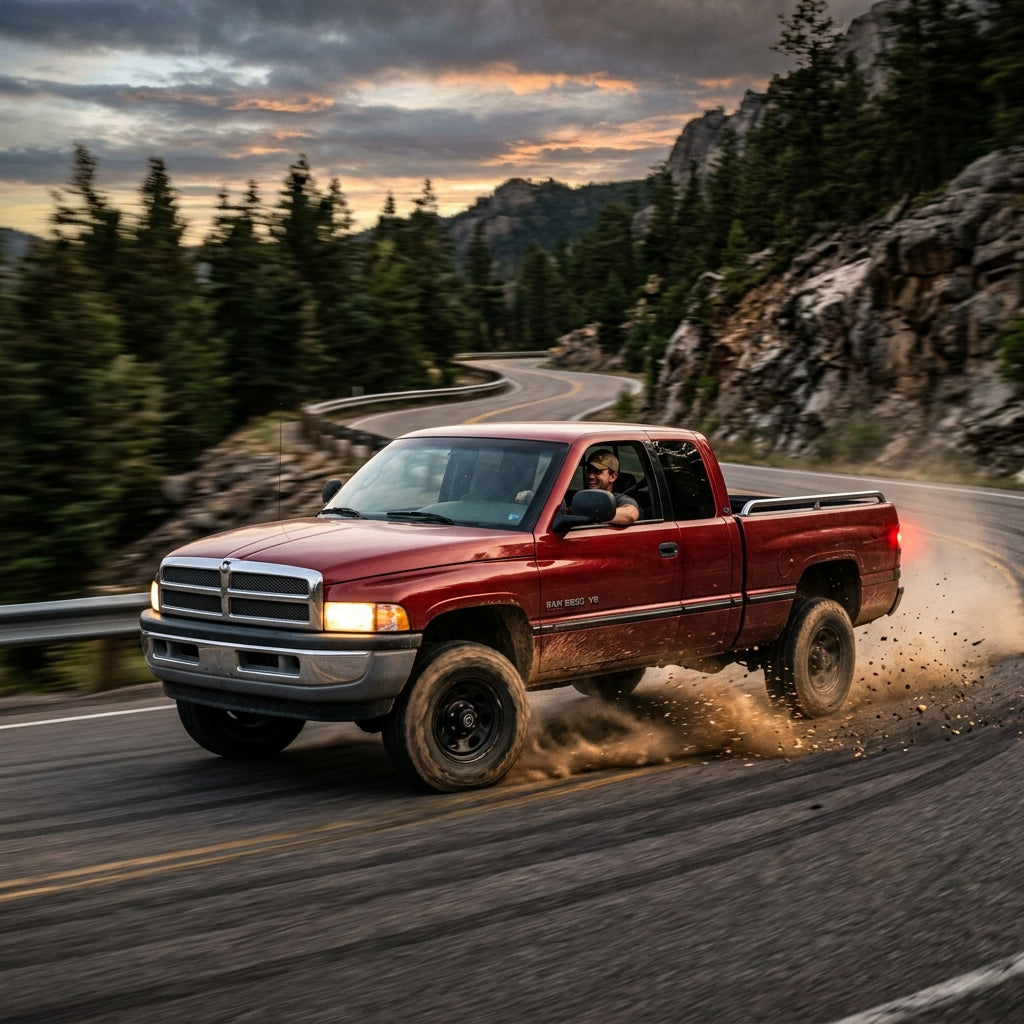 Action Shot: Dodge Ram 2500 Driving Fast