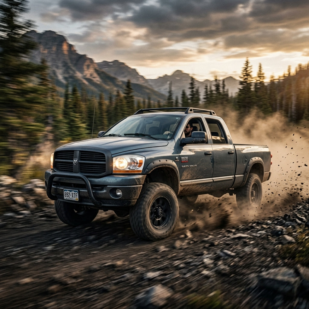 Action Shot: Dodge Ram 2500 Driving Fast