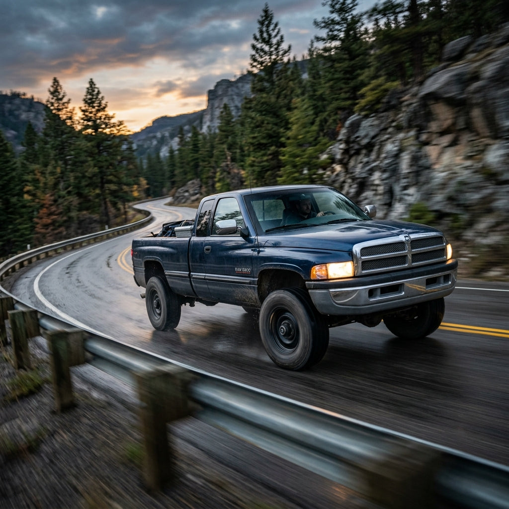 Action Shot: Dodge Ram 2500 Driving Fast