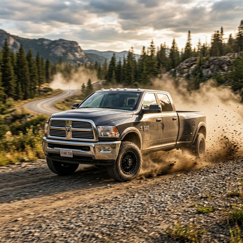 Action Shot: Dodge Ram 3500 Driving Fast