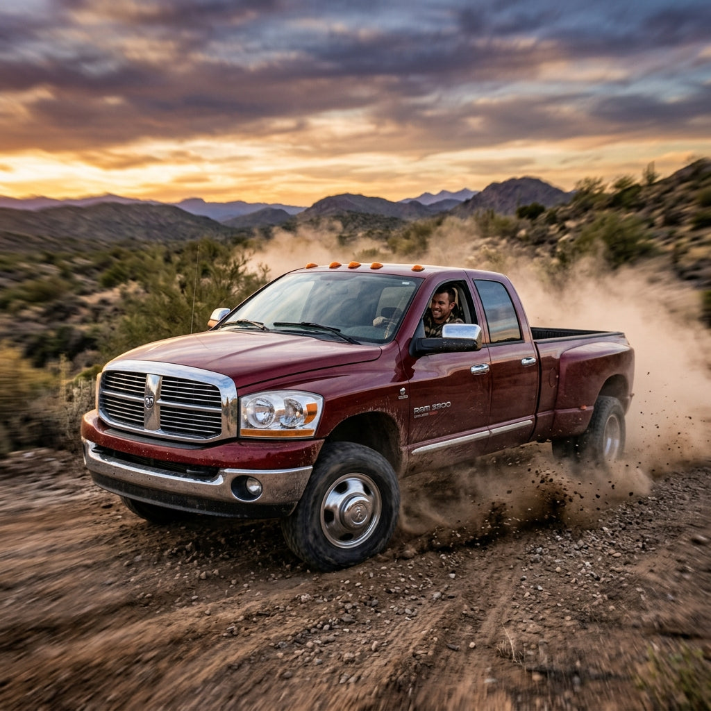 Action Shot: Dodge Ram 3500 Driving Fast
