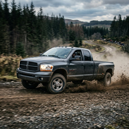 Action Shot: Dodge Ram 3500 Driving Fast
