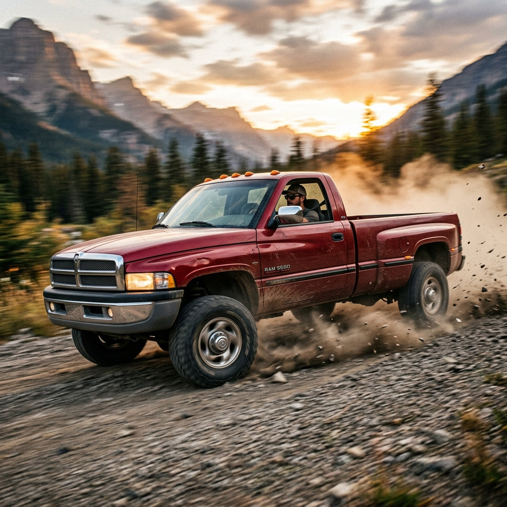 Action Shot: Dodge Ram 3500 Driving Fast