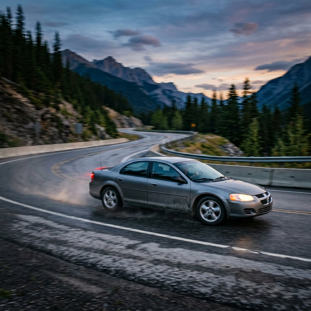 Action Shot: Dodge Stratus Driving Fast