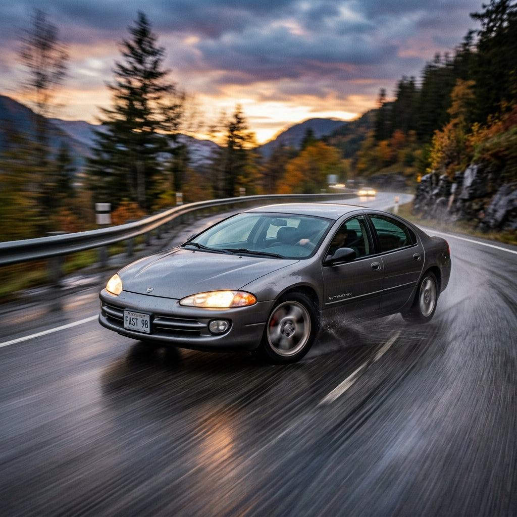 Action Shot: Dodge, Chrysler Intrepid, Concorde Driving Fast
