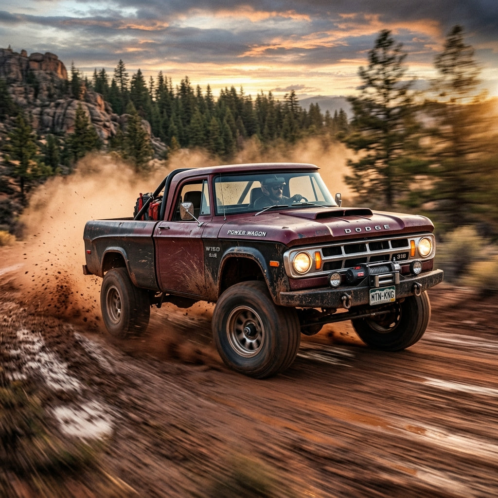 Action Shot: Dodge,Plymouth W100,W150,Trailduster Driving Fast
