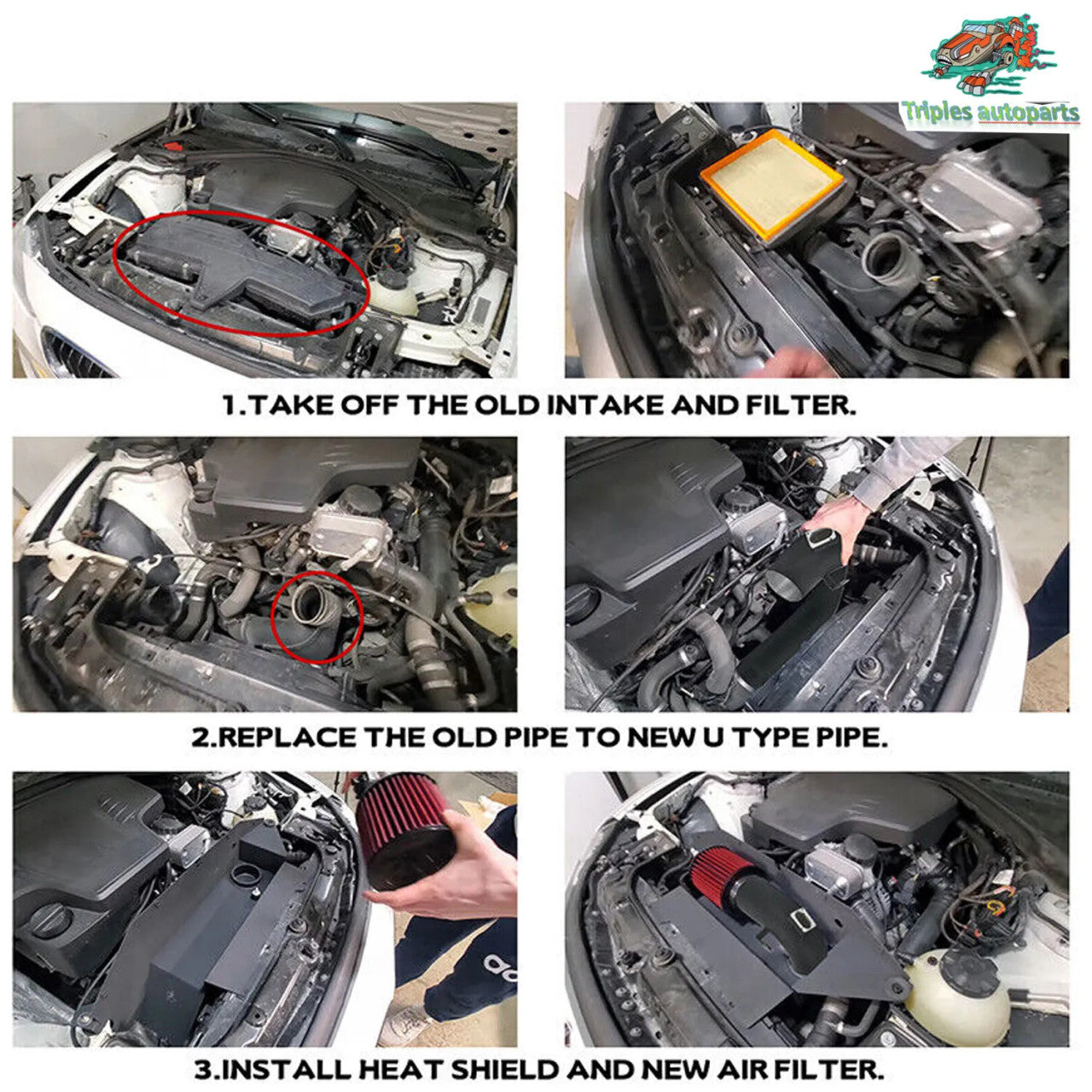 Cold Air intake for BMW F30 228i 320i 328i 420i 428i (2012-2016) 2.0L Turbo Engine