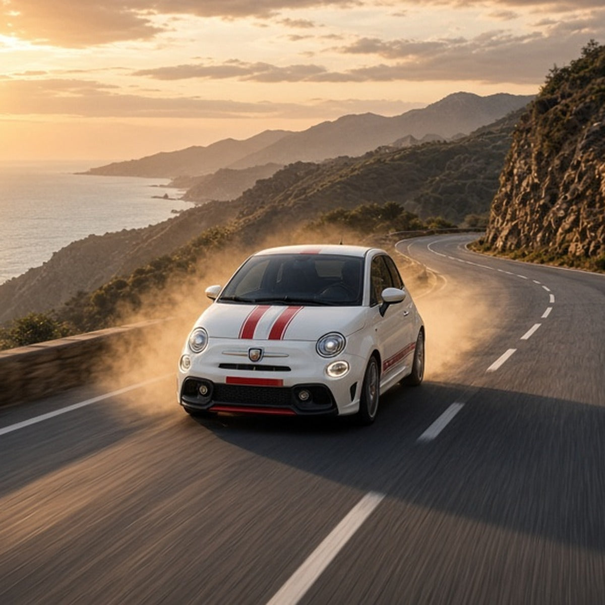 Stage 1 Performance Chip for Fiat - Boost HP & Torque | OBD2 Plug & Play Module - Fiat 500 Abarth driving fast