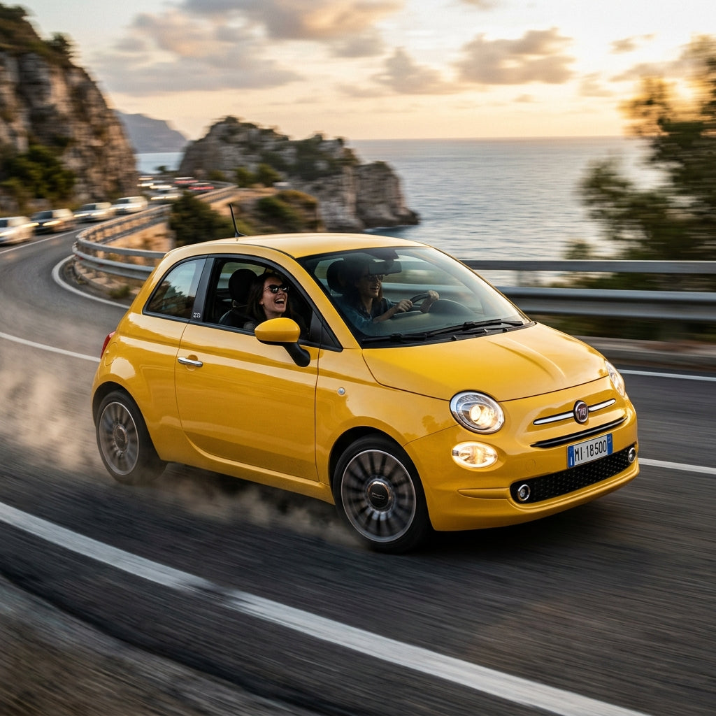 Action Shot: Fiat 500 Driving Fast