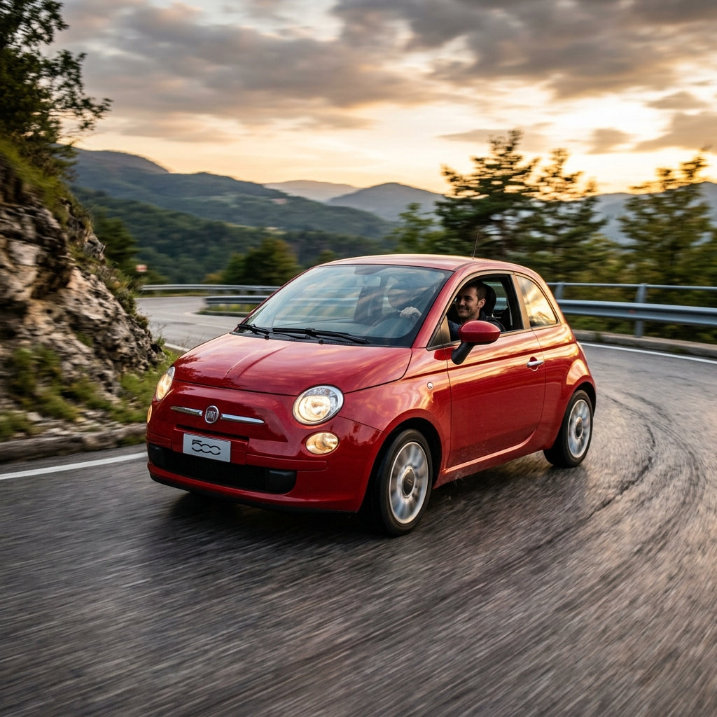Action Shot: Fiat 500 Driving Fast