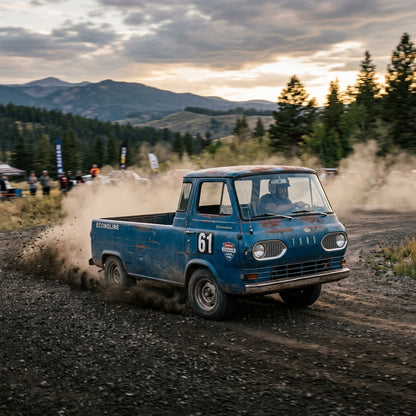 Action Shot: Ford Bronco,Econoline Driving Fast