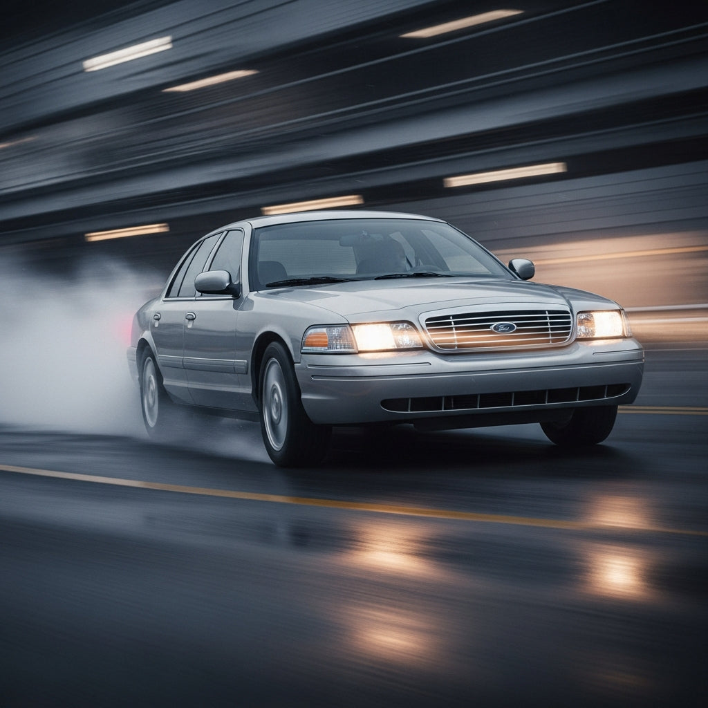 Action Shot: Ford Crown Victoria Driving Fast