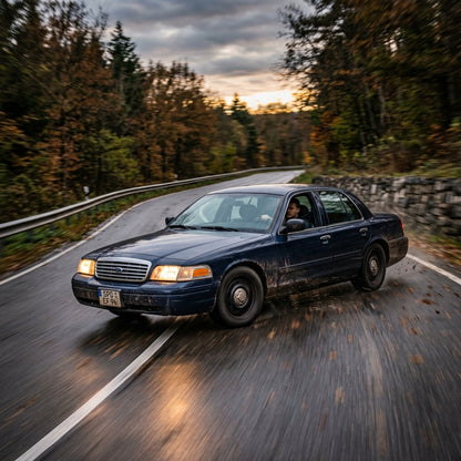 Action Shot: Ford Crown Victoria Driving Fast